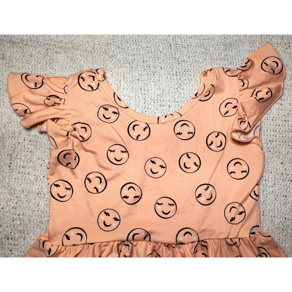 Dot Smile Girls 7 Peach Smiley Face Orange‎ Empire Twirl Dress NWT